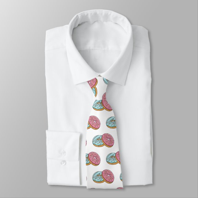 Doughnut cartoon illustration tie (Tied)