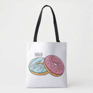 Doughnut cartoon illustration tote bag