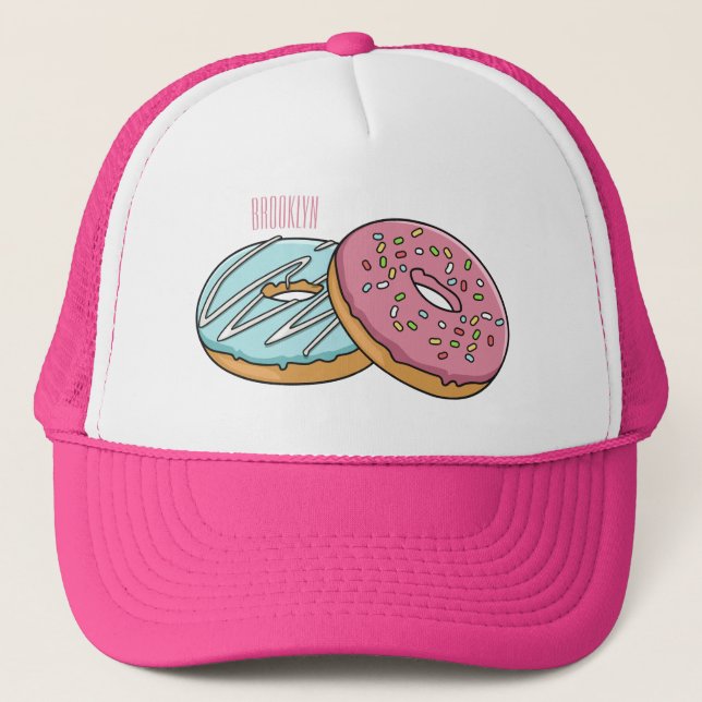 Doughnut cartoon illustration trucker hat (Front)