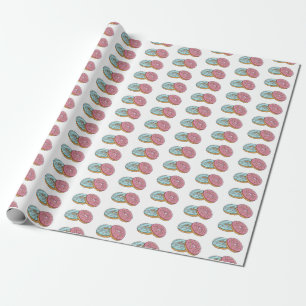 Doughnut cartoon illustration wrapping paper