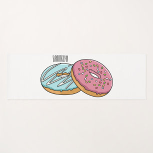 Doughnut cartoon illustration yoga mat