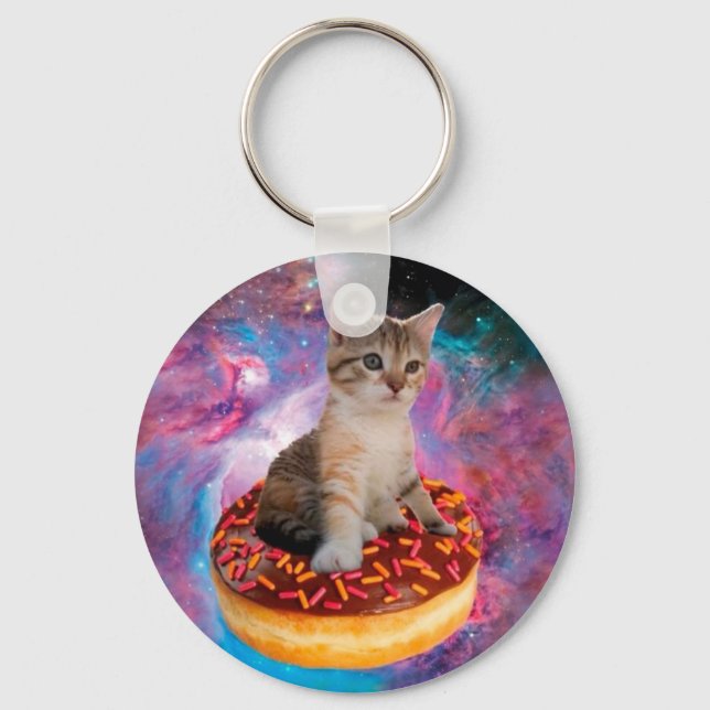 Doughnut Cat - Doughnut lover Keychain (Front)