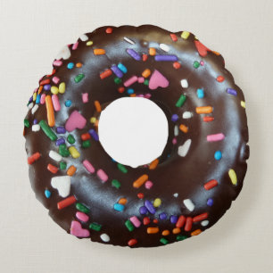 Doughnut Chocolate Sprinkles Round Pillow