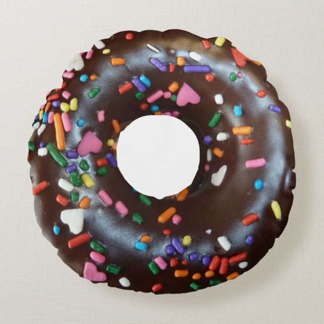 Doughnut Chocolate Sprinkles Round Pillow (Front)