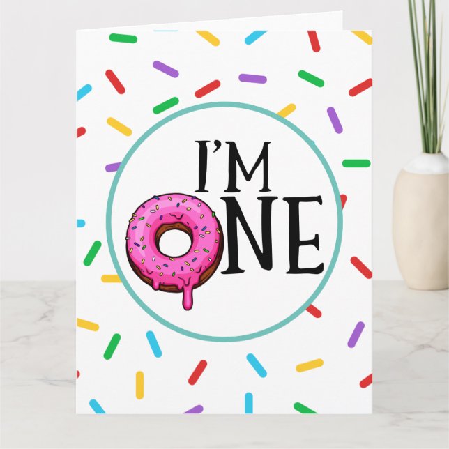 Doughnut Colourful I'm One 1st Birthday   Card (Front)