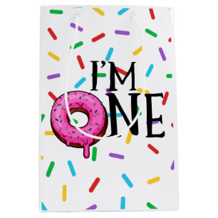 Doughnut Colourful I'm One 1st Birthday Medium Gift Bag