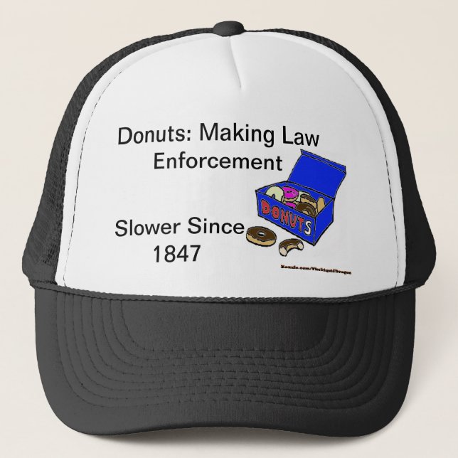 Doughnut/Cop History Trucker Hat (Front)