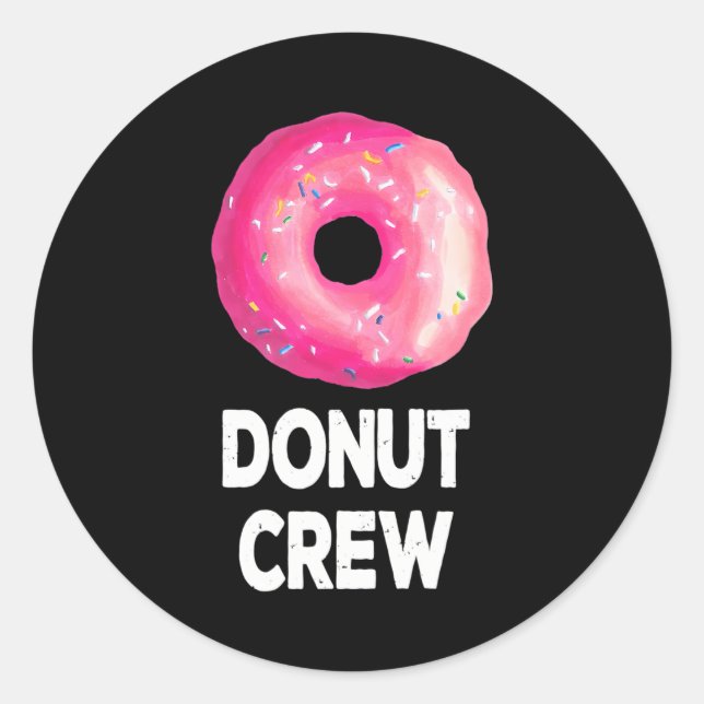 Doughnut Crew Doughnut Birthday Party Favours Classic Round Sticker (Front)
