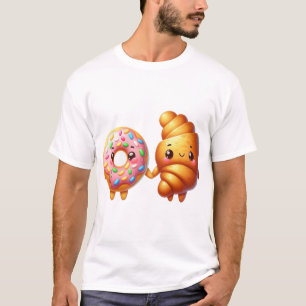 Doughnut & Croissant Whimsical Friendship Sticke T-Shirt