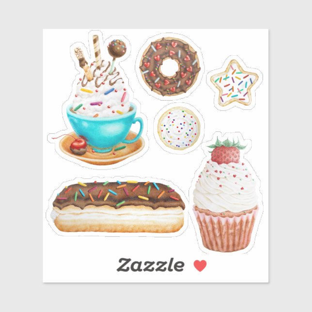 Doughnut Cupcake Cookie Stickers by Marcella Cherr (Sheet)
