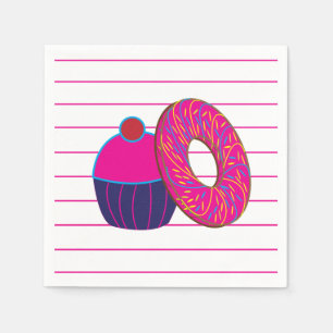 Doughnut Cupcake Pink Stripe Pattern Napkin