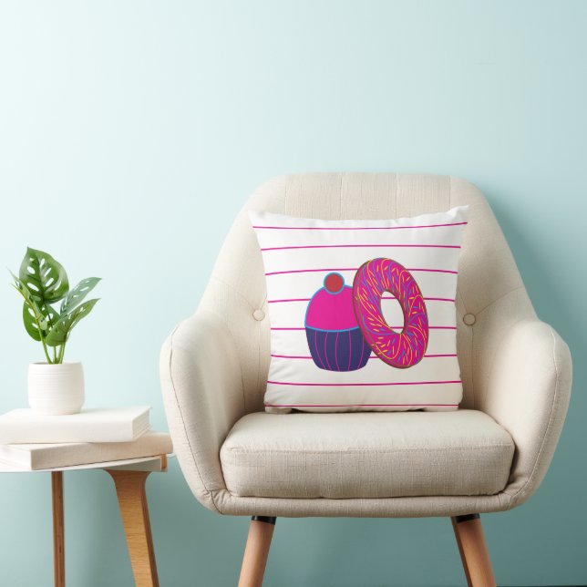Doughnut Cupcake  Throw Pillow (Chair)