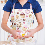 Doughnut Cupcake Watercolor Sweet Tasty Girly Patt Apron<br><div class="desc">This modern design features tasty watercolor doughnuts with your personalized name #kitchen #baking #cooking #gift #gifts #doughnuts #doughnut #cupcake #cupcakes #sweet #tasty #apron #aprons #giftsforher #personalized #personalizedgifts</div>