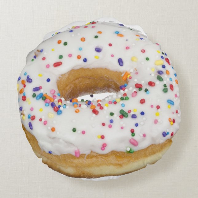 Doughnut cute funny foodie sweet cake lover round pillow (Back)