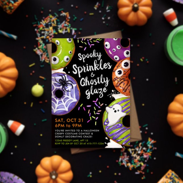 Doughnut Decorating Halloween Party Customizable Invitation (Creator Uploaded)