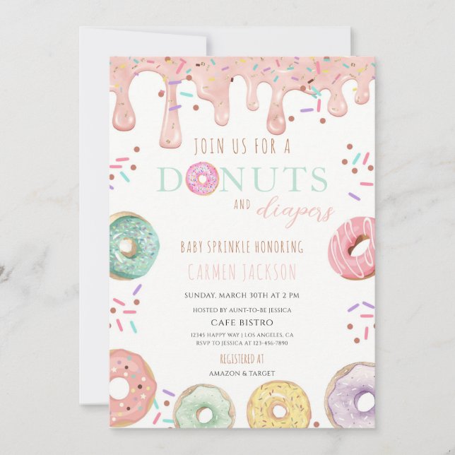 Doughnut & Diaper Baby Sprinkle Shower Invitation (Front)
