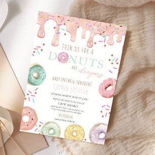 Doughnut & Diaper Baby Sprinkle Shower Invitation