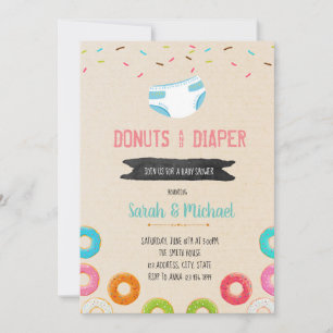 Doughnut diaper shower party invitation