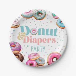 Doughnut & Diapers Baby Shower Party Paper Plate