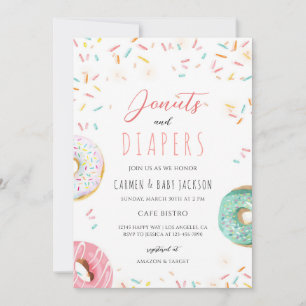 Doughnut Diapers Coed Baby Shower Sprinkle Invitation