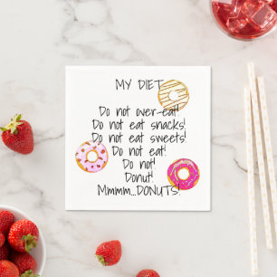 Doughnut Diet Funny Humourous Doughnut Snack Food Napkin