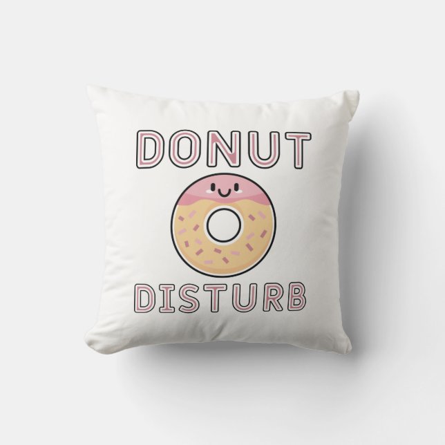 Doughnut Disturb Throw Pillow (Front)