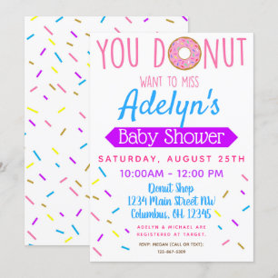 Doughnut, Doughnut Baby Shower Invite