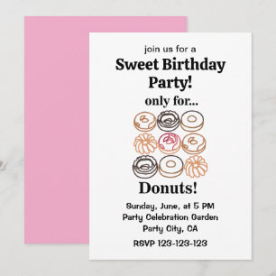 Doughnut Doughnut Funny Sweet Birthday  Invitation