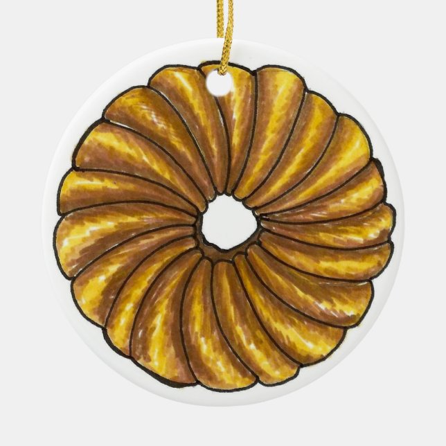 Doughnut Dozen French Twist Doughnut Pastry Ceramic Ornament (Front)