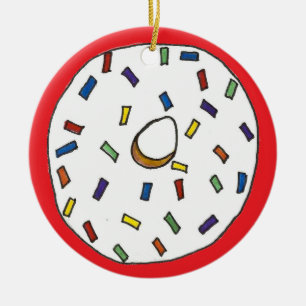 Doughnut Dozen Rainbow Sprinkles Doughnut Pastry Ceramic Ornament