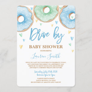 Doughnut Drive by Baby Shower boy Invitation