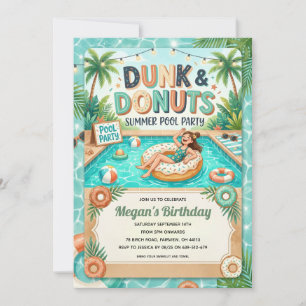Doughnut end of summer pool party invitation