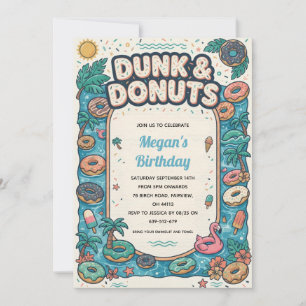Doughnut end of summer pool party invitation