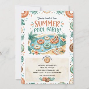Doughnut end of summer pool party invitation