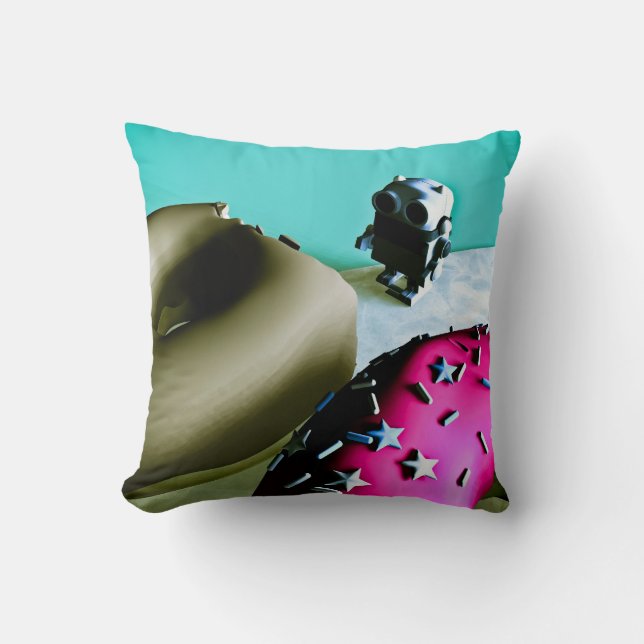 Doughnut et Toy Robot 02 Coussins américains MoJo (Recto)