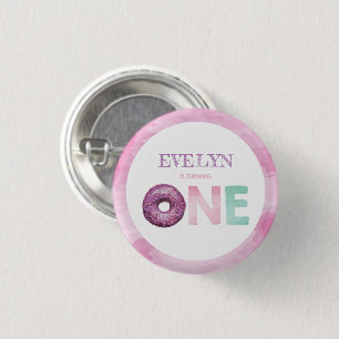 Doughnut First Birthday 1 Inch Round Button
