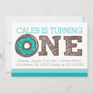 Doughnut First Birthday Invitation