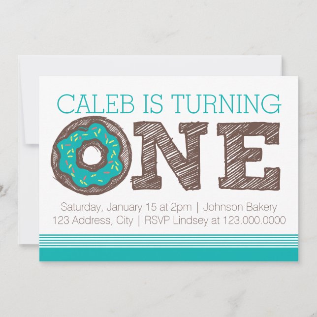 Doughnut First Birthday Invitation (Front)