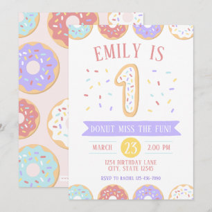 Doughnut First Birthday Invitation