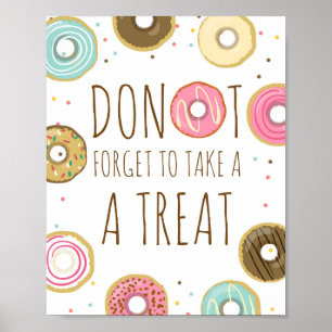 Doughnut Forget To Take a Treat Baby Bridal Shower Poster