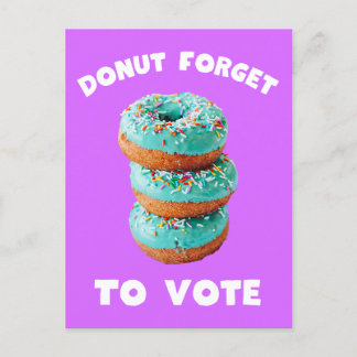Doughnut Forget To Vote purple postcard