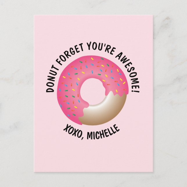 Doughnut forget you're awesome XOXO Valentine's Postcard (Front)