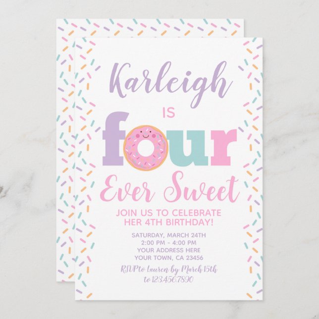 Doughnut FourEver Sweet Invitation (Front/Back)
