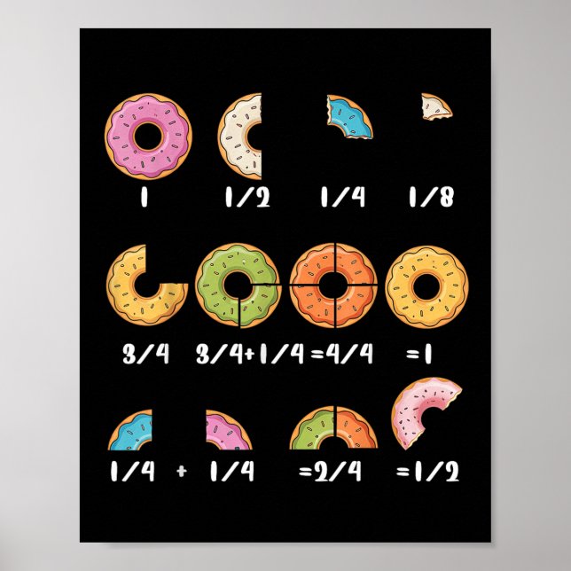 Doughnut Fraction Math Teachers Back To School Edu Poster (Front)
