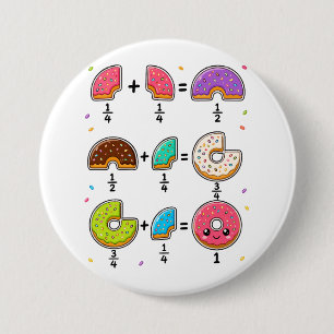 Doughnut Fractions Learning Math Humour 3 Inch Round Button