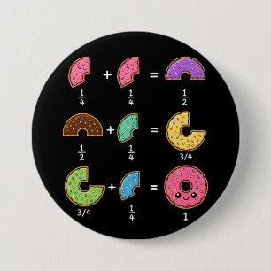Doughnut Fractions Learning Math Humour 3 Inch Round Button