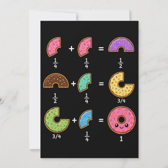 Doughnut Fractions Learning Math Humour Invitation (Front)