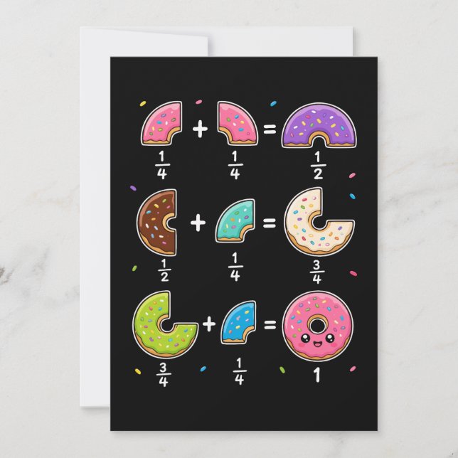 Doughnut Fractions Learning Math Humour Invitation (Front)