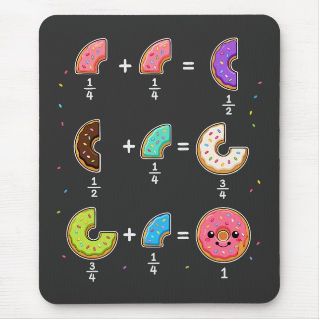 Doughnut Fractions Learning Math Humour Mouse Pad (Front)