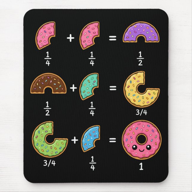 Doughnut Fractions Learning Math Humour Mouse Pad (Front)